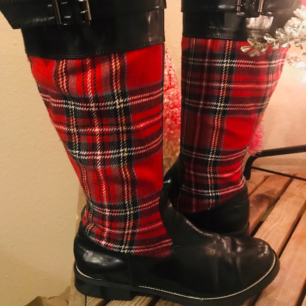 Tartan Plaid Boot English Riding Short style 5.5 Steampunk Grunge
